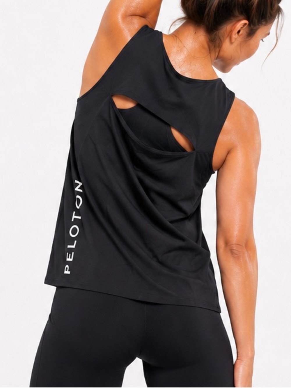Peloton by Nualime Black Cutout Back Tank Top M Cycling Yoga Athletic Made USA